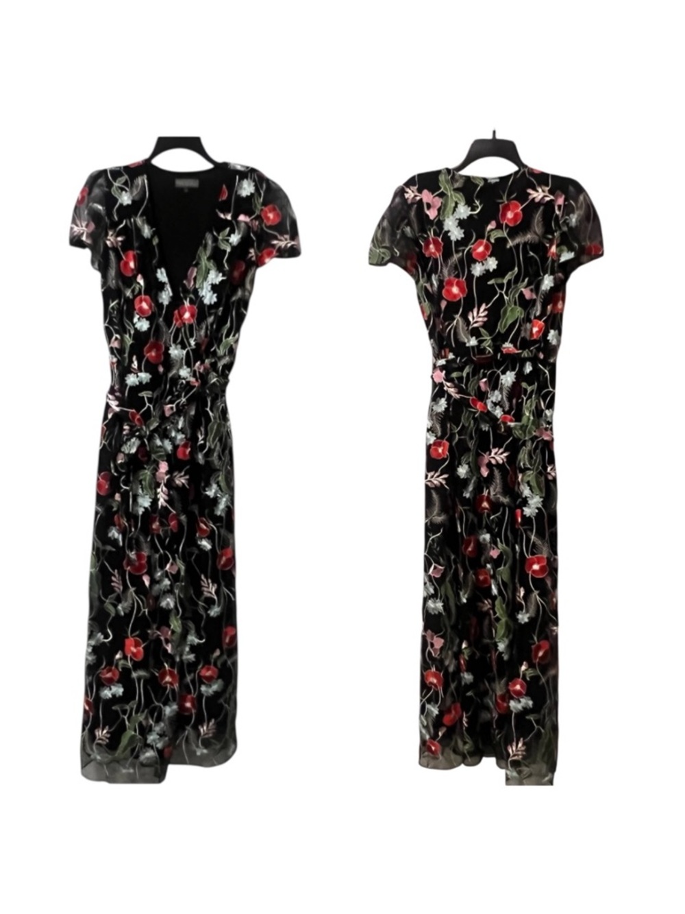 EVA BY EVA FRANCO Embroidered Floral  Maxi Wrap Dress size 14 - Picture 4 of 16